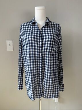 Banana Republic Navy Gingham Button Down Shirt